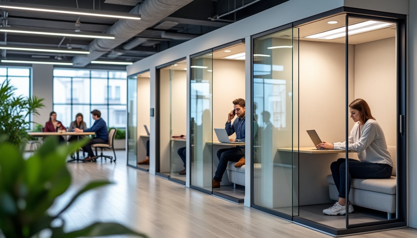 découvrez comment l'installation de cabines acoustiques insonorisées optimise la concentration et le confort dans les espaces de coworking.