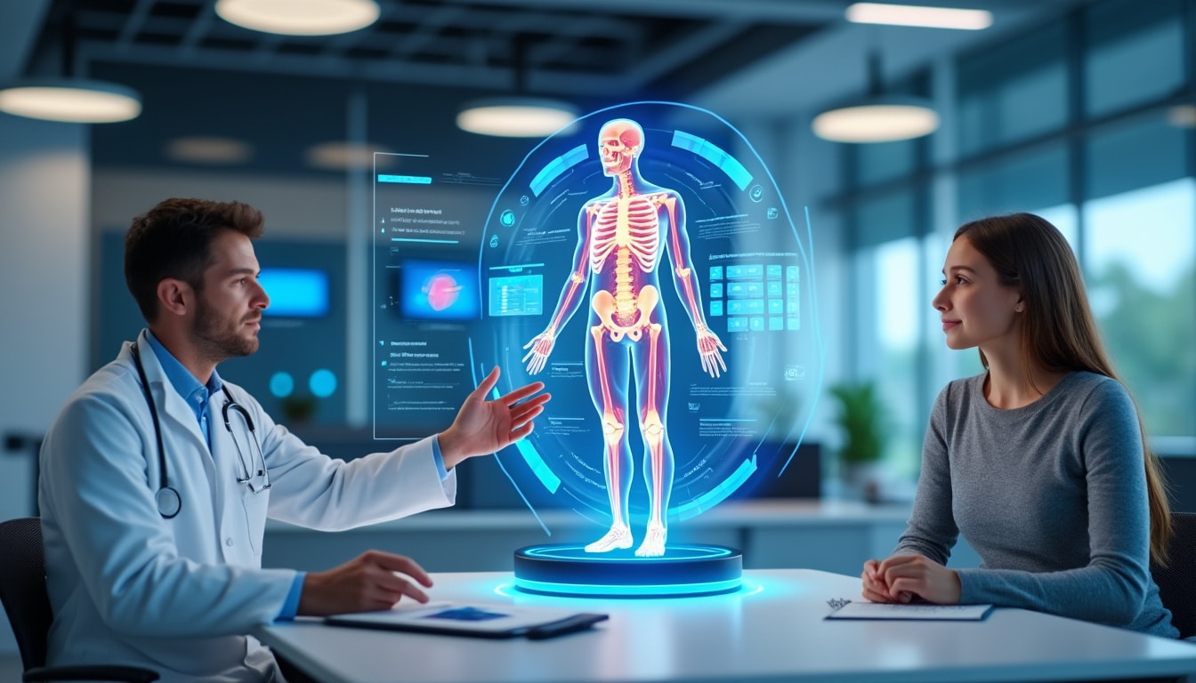 découvrez comment la projection 3d flottante de l'anatomie révolutionne la consultation médicale en validant l'utilisation de l'holographie pour un diagnostic précis et interactif.